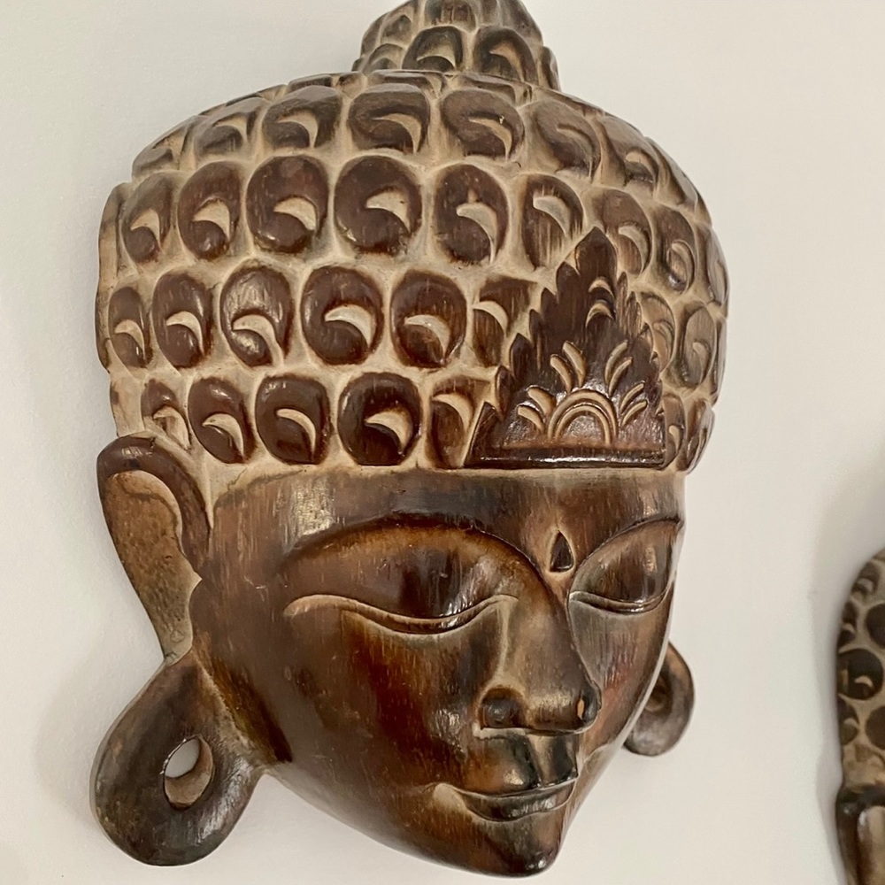 Vintage Tibet Buddha Wood Carved Mask